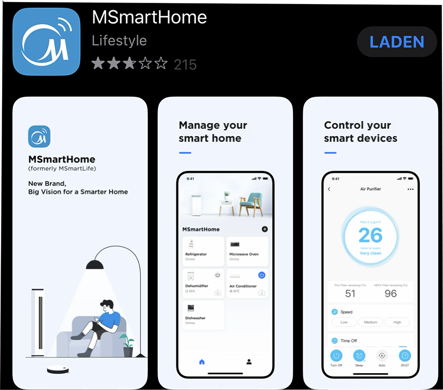 MSmartHome-Ap der mobilen Klimaanlage Comfee von Lidl im Test